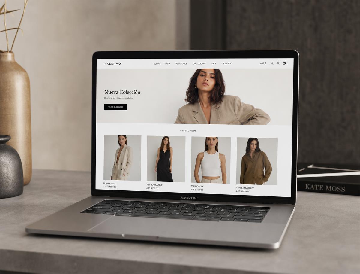 Tienda en línea de moda Palermo abierta en una laptop